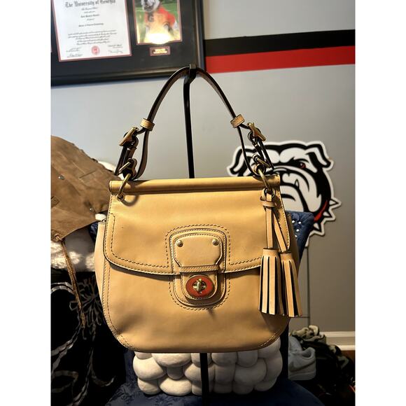 Coach Vintage Taupe Beige Willis Saddle Bag 22382 - Picture 1 of 9